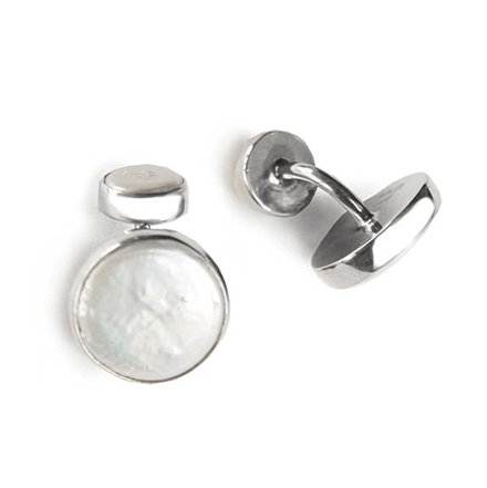 Double Coin Pearl Cufflinks in Sterling Silver – The Emperor's Lane